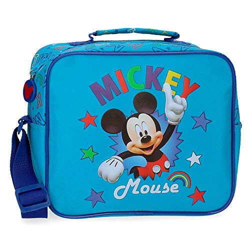 Disney Neceser Mickey Stars Adaptable a Trolley con Bandolera, Azul, 25x19x10 cm
