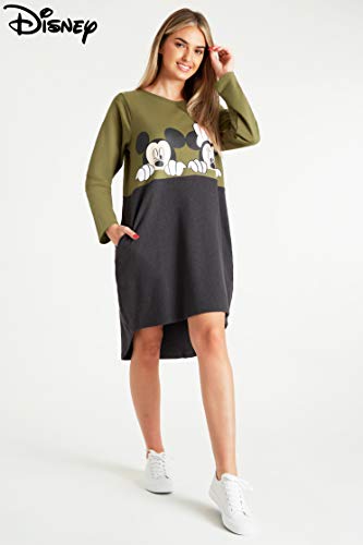 Disney Vestidos Mujer Casual con Minnie y Mickey Mouse, Jersey Largo Mujer, Vestido Mujer de Manga Larga, Regalos para Mujer y Adolescente Talla S-XL (Caqui, M)