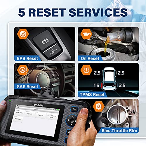 Dispositivo de diagnóstico OBD2 de TOPDON ArtiDiag600, 4 diagnósticos del Sistema (Motor/SRS/ABS/transmisión) y 5 Funciones de Servicio (restablecimiento de Aceite/EPB/SAS/TPMS/válvula de Acelerador)