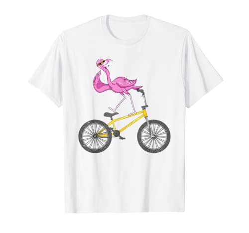 Divertido Pájaro Tropical Exótico Animal BMX Ciclismo Rosa Flamingo Camiseta