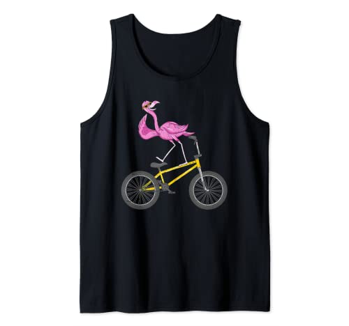 Divertido Pájaro Tropical Exótico Animal BMX Ciclismo Rosa Flamingo Camiseta sin Mangas