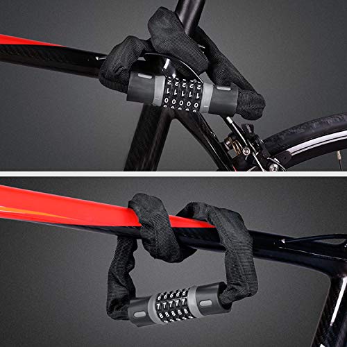 Diyife Candado Bicicleta, [Nueva versión] [5.7mm x 0.9m] Antirrobo Bicicleta 5 Dígitos Impermeable Combinación de Bicicleta Candado para Bicicletas Motocicletas Scooters Exteriores