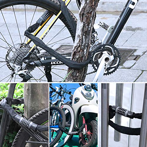 Diyife Candado Bicicleta, [Nueva versión] [5.7mm x 0.9m] Antirrobo Bicicleta 5 Dígitos Impermeable Combinación de Bicicleta Candado para Bicicletas Motocicletas Scooters Exteriores