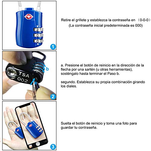 Diyife TSA Equipaje Locks, [2 Paquetes] 3 DíGitos Seguridad Candado, CombinacióN Candados, Bloqueo De CóDigo para Maletas Equipaje Viaje, Etc. (Azul)