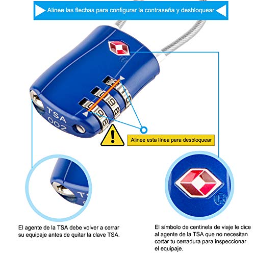 Diyife TSA Equipaje Locks, [2 Paquetes] 3 DíGitos Seguridad Candado, CombinacióN Candados, Bloqueo De CóDigo para Maletas Equipaje Viaje, Etc. (Azul)