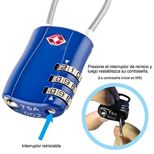 Diyife TSA Equipaje Locks, [2 Paquetes] 3 DíGitos Seguridad Candado, CombinacióN Candados, Bloqueo De CóDigo para Maletas Equipaje Viaje, Etc. (Azul)