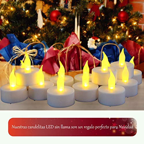 Diyife Vela LED, [24 PC] Luces de Té sin Llama Velas Led de Té Velas Eléctricas con Baterías [Amarillas Cálidas] Día de San Valentín, Halloween, Navidad, Decoración de Cumpleaños