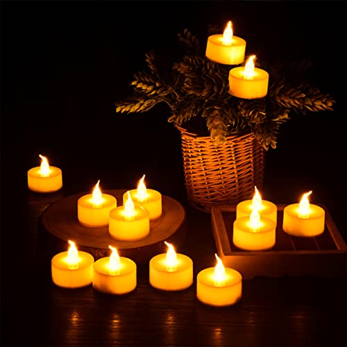 Diyife Vela LED, [24 PC] Luces de Té sin Llama Velas Led de Té Velas Eléctricas con Baterías [Amarillas Cálidas] Día de San Valentín, Halloween, Navidad, Decoración de Cumpleaños