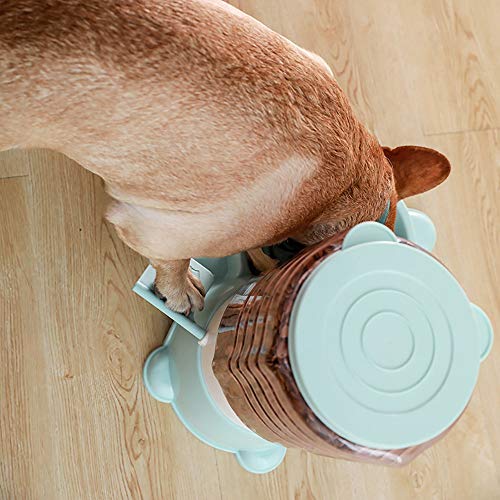 DKee Dispositivo de alimentación automática de plástico Semi Claro for Perros Máquina de alimentación Tipo Pedal de Comida for Perros, Auto-prensada, for Mascotas, Azul