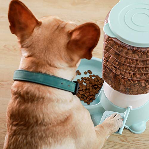 DKee Dispositivo de alimentación automática de plástico Semi Claro for Perros Máquina de alimentación Tipo Pedal de Comida for Perros, Auto-prensada, for Mascotas, Azul