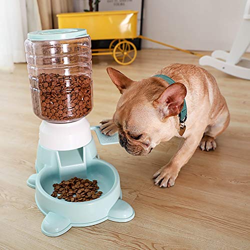 DKee Dispositivo de alimentación automática de plástico Semi Claro for Perros Máquina de alimentación Tipo Pedal de Comida for Perros, Auto-prensada, for Mascotas, Azul