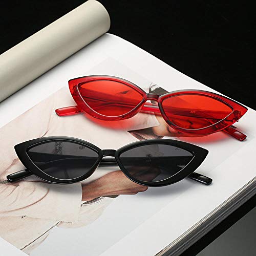 DLSM Gafas de Sol Transparentes Retro Gafas mullidas con Gato Hembra Ojos Pequeño Negro Rosa Triangular Vintage UV400 Adecuado para Pesca-Amarillo