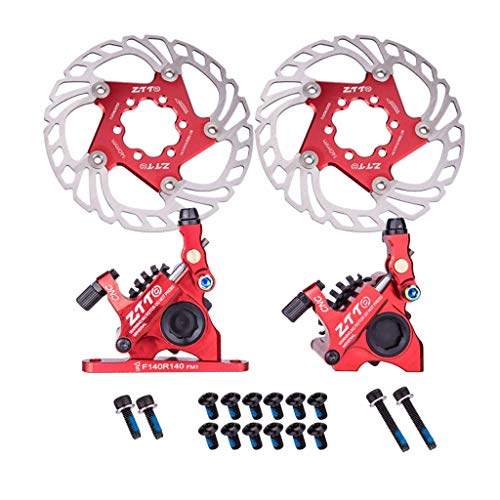 dnargfantastic Línea de Bicicleta de Carretera Tirando de Pinzas de Freno de Disco Hidráulico Montaje Plano de Freno Bilateral, Adaptador de Buje de Bicicleta-Rojo
