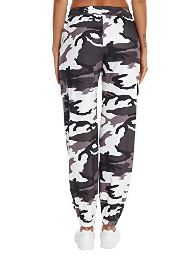 Doaraha Pantalones Deportivos Mujer Algodón Pantalón de Chándal Elásticos Transpirables con Bolsillos Laterales para Deporte Gimnasio Fitness Correr (934# Camuflaje marrón, XL)