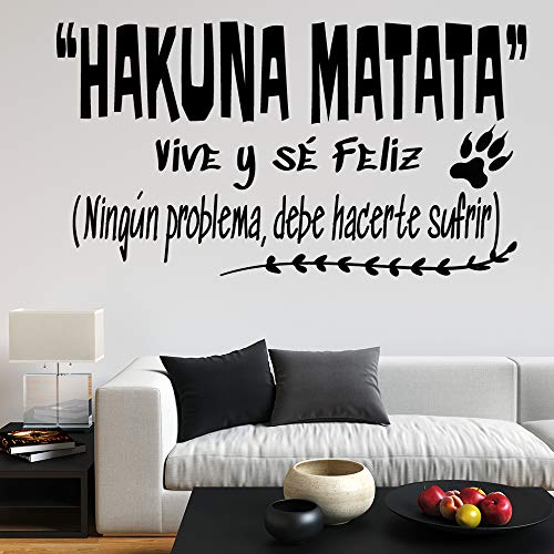 Docliick® Frase Vinilo habitación infantil de cuento"HAKUNA MATATA, VIVE Y SÉ FELIZ" Vinilos decorativos Docliick DC-18038 (Vinilo de corte, 30x20cm)