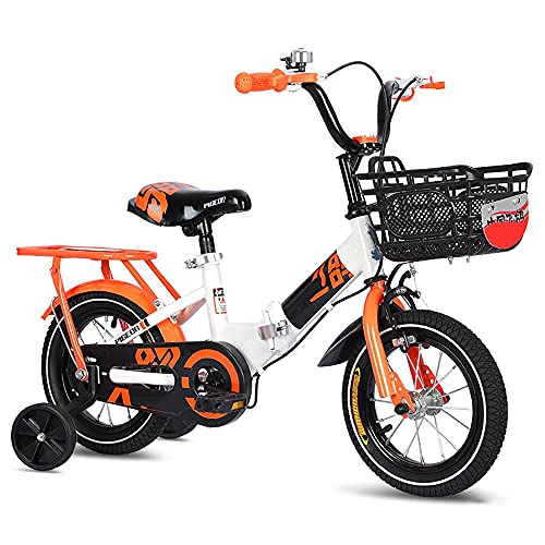 DODOBD Bicicleta para niño y niña 3-9 años,Bici Infantil 14 Pulgadas Bicicletas con Ruedines Entrenamiento Desmontables y Frenos,Marco aleación magnesio Bicicleta de Niño con Pedales