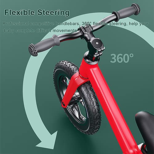 DODOBD Bicicleta Sin Pedales para Niños Mayores de 2 Años Bicicleta Entrenamiento Equilibrio con Sillín Regulable Acolchado Rueda Antideslizante Rueda de 12" Bici Carga 60 kg