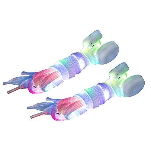 DoGeek Multicolor Cordones LED Cordones Luminosos para Zapatillas Bateria Cargada Nylon Seguridad&Cool Correa Para Disco Danza Fiestas Ambiente Deportes Outdoors Al Aire Libre Noche (2 pcs, Colorido)