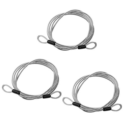 DOITOOL Cable de Acero de Seguridad de 3 Piezas con Bucles Cable de Seguridad Recubierto de Acero Trenzado de 3 Mm Cerradura de Equipaje Cable de Seguridad Cable de Doble Bucle (2 Metros)