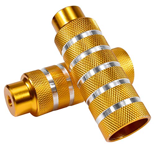 Dokpav 2PCS Pinzas de pie para Bicicleta, Aleación de Aluminio, Pedal de Bicicleta Apto para Ejes Delanteros o Traseros, Clavijas de Bicicleta, para Bicicleta Bici BMX (Oro)