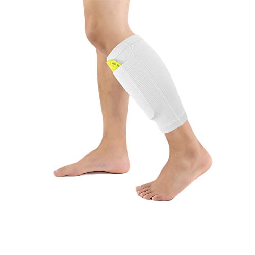 Dokpav Fútbol Espinilleras Doble Capa Calcetines Fijo Manga, Soccer Shin Guard Sleeves Medias elásticas Calcetines Manga Protectora Niño Juventud Adulta - Partido de Futbol- Sin espinilleras plástico