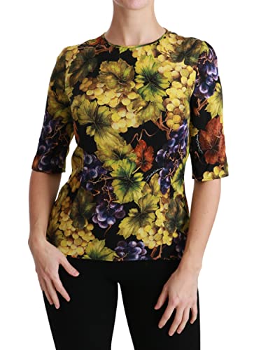 Dolce & Gabbana Blusa de la parte superior de la camiseta del estiramiento de seda floral