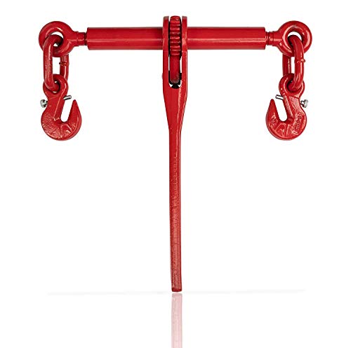 Dolezych Tensor Tipo Carraca con Gancho Acortador para Cadena de 6 mm, Capacidad de Amarre 2200 Dan - Rojo