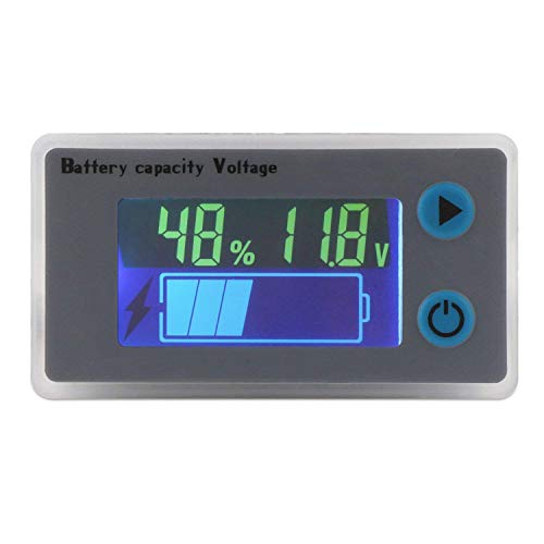 DollaTek Monitor de Capacidad de la batería 10-100V Batería programable Medidor de Temperatura de Voltaje Medidor 12V 24V 36V 48V Pantalla LCD Indicador de Porcentaje