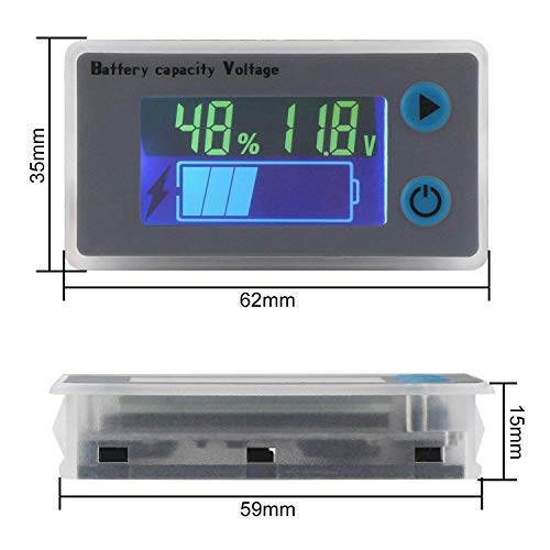 DollaTek Monitor de Capacidad de la batería 10-100V Batería programable Medidor de Temperatura de Voltaje Medidor 12V 24V 36V 48V Pantalla LCD Indicador de Porcentaje