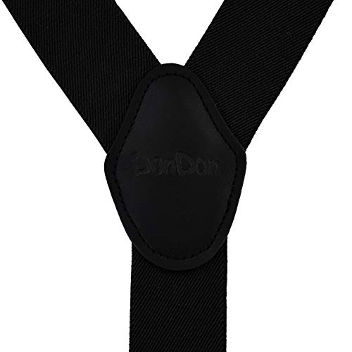 DonDon tirantes anchos 3,5 cm para hombres con 3x clips en forma Y - elástico y longitud ajustable - negro