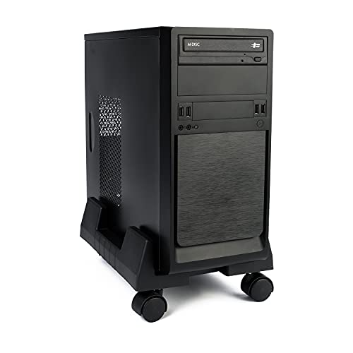 Donkey pc - Soporte CPU bajo Mesa Ajustable para tu Ordenador de sobremesa. Soporte Ordenador Ruedas, 4 con Bloqueo y Las 4 con giros de 360º. Compatible con la mayoría de pc sobremesa. Negro.