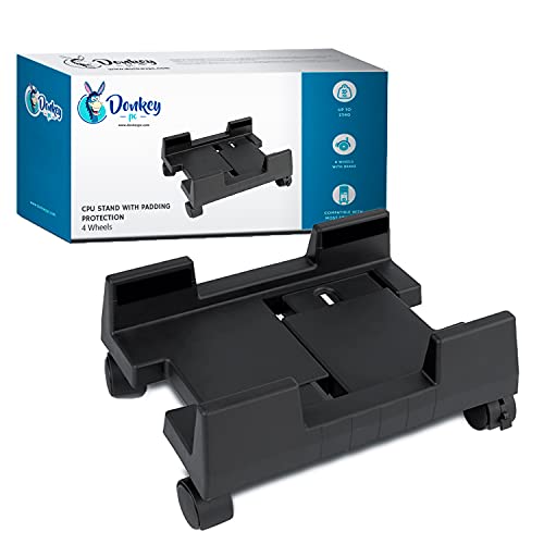 Donkey pc - Soporte CPU bajo Mesa Ajustable para tu Ordenador de sobremesa. Soporte Ordenador Ruedas, 4 con Bloqueo y Las 4 con giros de 360º. Compatible con la mayoría de pc sobremesa. Negro.