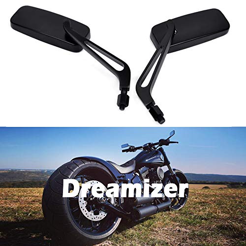 DREAMIZER 8mm 10mm Motocicleta Espejo Retrovisor Rectangular, Estilo Retro Espejo Lateral de Moto Reemplazo para Bobber Sportster XL883 1200 48 Dyna Street Glide Softail Low Rider