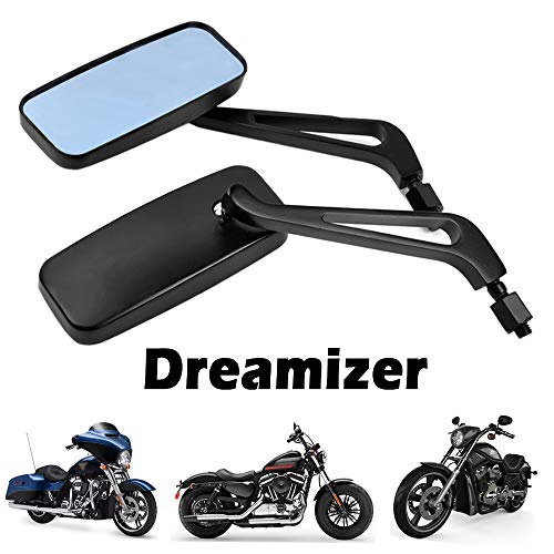 DREAMIZER 8mm 10mm Motocicleta Espejo Retrovisor Rectangular, Estilo Retro Espejo Lateral de Moto Reemplazo para Bobber Sportster XL883 1200 48 Dyna Street Glide Softail Low Rider