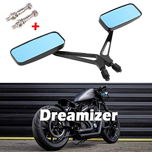 DREAMIZER 8mm 10mm Motocicleta Espejo Retrovisor Rectangular, Estilo Retro Espejo Lateral de Moto Reemplazo para Bobber Sportster XL883 1200 48 Dyna Street Glide Softail Low Rider