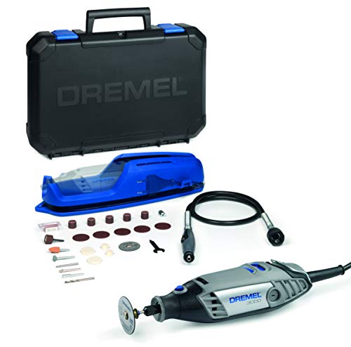 Dremel 3000 - Multiherramienta 130 W, kit con 1 complemento y 25 accesorios y estuche, velocidad variable 10.000 - 33.000 rpm para tallar, grabar, fresar, amolar, limpiar, pulir, cortar y lijar