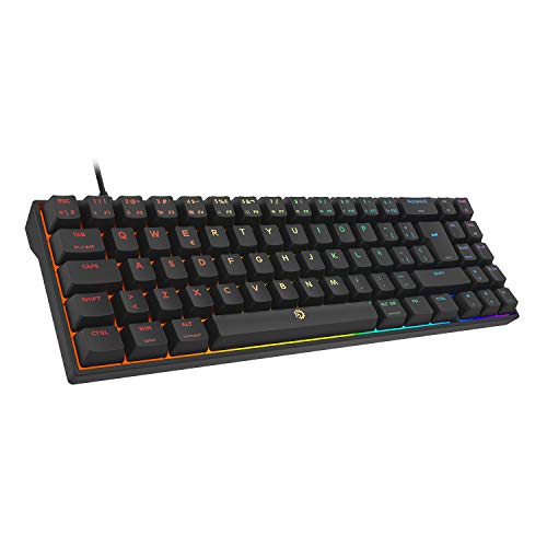 DREVO Calibur V2 TE 60% Teclado Mecánico para Juegos, Distribución QWERTY Españo, Compacto de 72 Teclas, Compatible con PC/Mac, USB Tipo C extraíble, Negro, Interruptor Outemu Azul