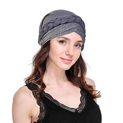 Dsaren Gorros Oncologicos Dormir Suave Turbante Quimioterapia Mujer Slouchy Beanie Gorro Pañuelo Quimio para Pèrdida de Pelo Cáncer (Gris)