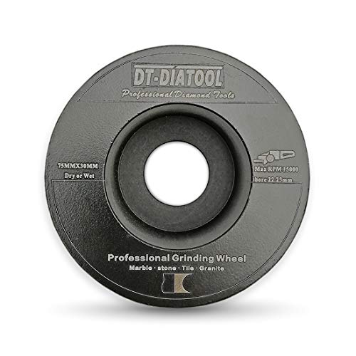 DT-DIATOOL Muela de diamante para perfil de borde medio redondo, 2 piezas de 75 mm/3 pulgadas para mármol granito cuarzo cerámica piedra artificial espesor 30 mm