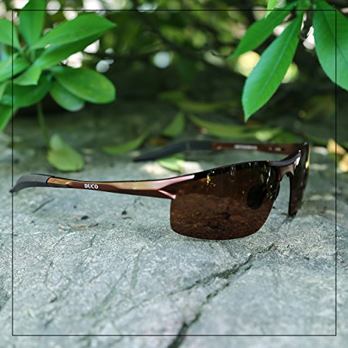 Duco Gafas de sol deportivas polarizadas para hombre con ultraligero y marco de metal irrompible, 100% UV400-8177S (Marrón)