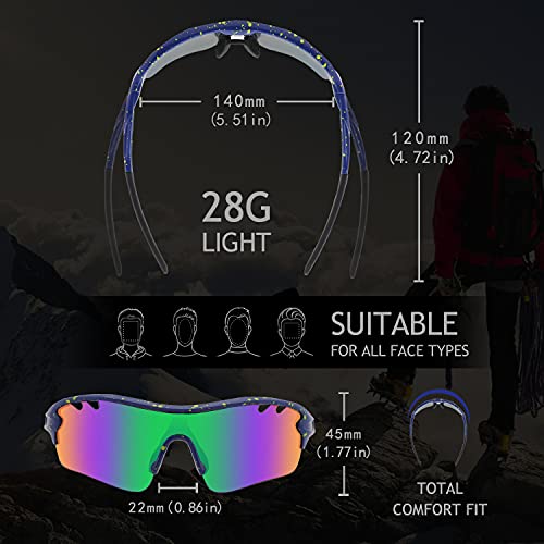 DUDUKING Gafas Sol Polarizadas Niño Adolescente Gafas de Sol Deportivas UV 400 Protección Gafas con 3 Rodajas De Lentes Intercambiables para Ciclismo Correr Golf Beisbol Surf Conducción Esquiando