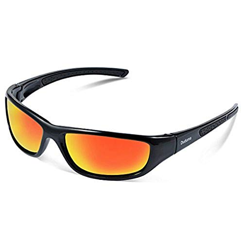 Duduma Gafas de Sol Deportivas Polarizadas Para Hombre Perfectas Para Esquiar Golf Correr Ciclismo TR8116 Súper Liviana Para Hombre y Para Mujer (marco negro con lente roja)