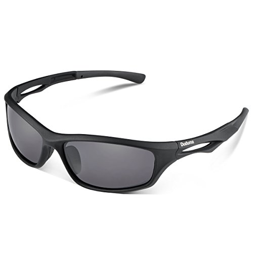 Duduma Gafas de Sol Deportivas Polarizadas Para Hombre Perfectas Para Esquiar Golf Correr Ciclismo TR90 Súper Liviana Para Hombre y Para Mujer (marco mate negro con lente negro)