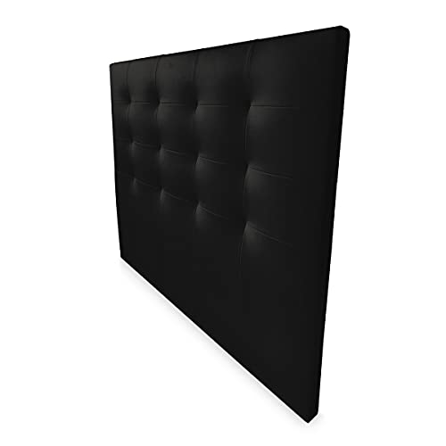 DUÉRMETE ONLINE 160 x 120 cm (Cama de 150) Cabecero París Acolchado | Tapizado en Polipiel de Alta Gama | Medidas, Madera, Negro