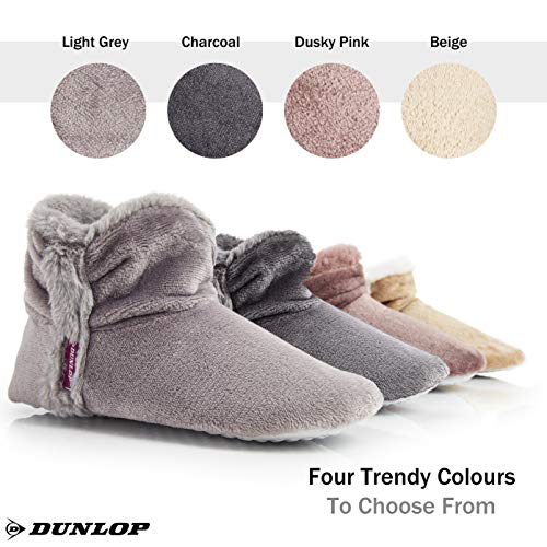 Dunlop Zapatillas De Estar En Casa Altas para Mujer, Botas Pantuflas Cerradas Invierno, Interior Suave Peluche con Suela de Goma Antideslizante, Mujer (39 EU, Gris Oscuro)