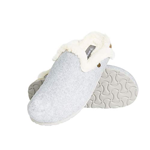 Dunlop Zapatillas Mujer, Zapatillas Casa Mujer con Forro Polar, Pantuflas Mujer Interior Extra Suave, Regalos para Mujer y Chica Adolescente Talla 36-41 (Gris Claro, Numeric_38)