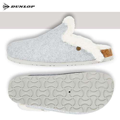 Dunlop Zapatillas Mujer, Zapatillas Casa Mujer con Forro Polar, Pantuflas Mujer Interior Extra Suave, Regalos para Mujer y Chica Adolescente Talla 36-41 (Gris Claro, Numeric_38)