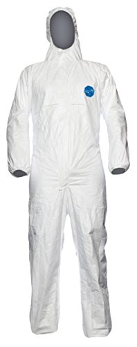 DuPont Tyvek 500 Xpert | Ropa de protección química con capucha,Categoría III, Tipo 5-B y 6-B | Resistente pero Ligero | Blanco|Talla M