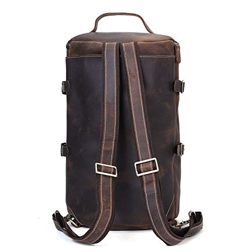 Duradero Mochila de Viaje de Cuero Vintage de Gran tamaño Bolso de Honda Mochila Weekender Moda Monedero (Color : Brown, Size : S)