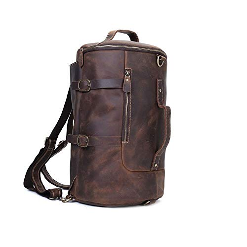 Duradero Mochila de Viaje de Cuero Vintage de Gran tamaño Bolso de Honda Mochila Weekender Moda Monedero (Color : Brown, Size : S)